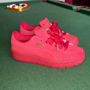 Red Suede Puma Platforms Sz.8.5(Women’s) Sz.6 (Men’s)